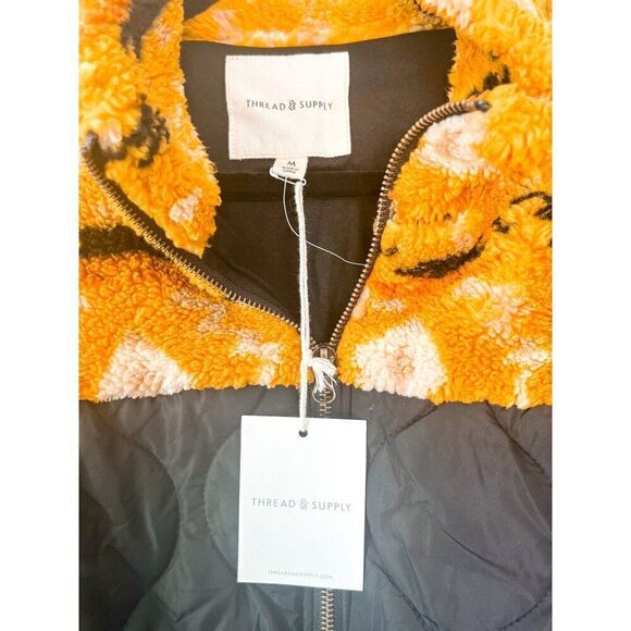 NWT! Thread & Supply Yellow Aztec Mixed Media Fleece Jacket Size Medium - Picture 4 of 4